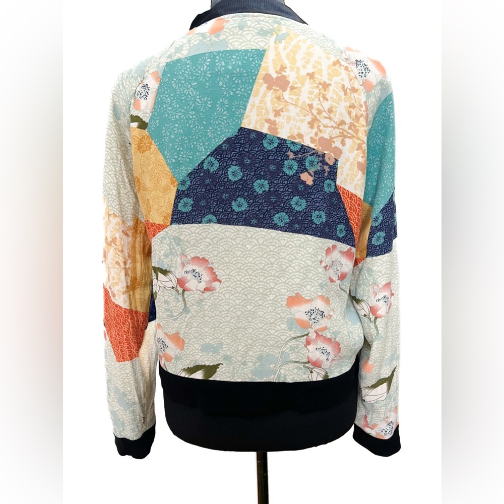 Sanctuary Patchwork Print Bomber Jacket Size Small - image 2